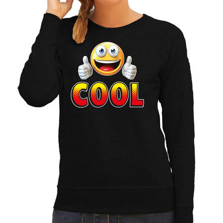 Funny emoticon sweater Cool zwart dames