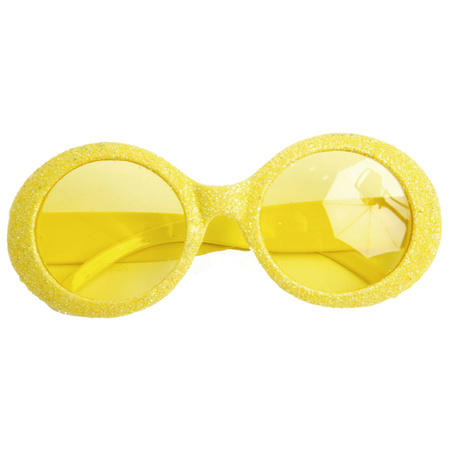 Yellow disco glasses with glitters for ladies