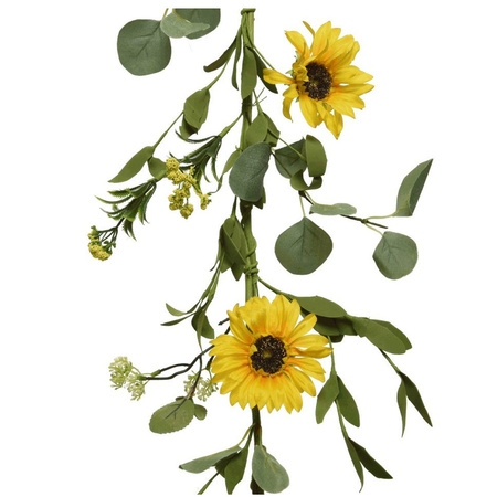Gele zonnebloemen kunstplanten slingers/bloemenslingers 150 cm