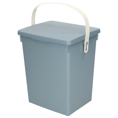 Gft afvalbakje voor aanrecht - 5,5L - klein - blauw - afsluitbaar - 19 x 16 x 22 cm