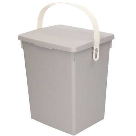 Gft afvalbakje voor aanrecht - 5,5L - klein - grijs - afsluitbaar - 19 x 16 x 22 cm