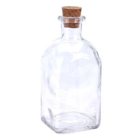 Glazen flesjes met kurk dop - 12 stuks - transparant - glas -120 ml