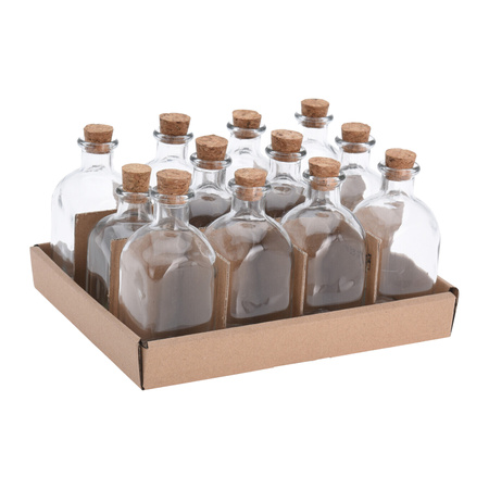 Glass bottles with cork cap - 12 pieces - transparent - glass -120 ml