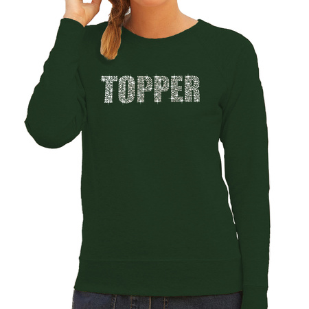 Glitter foute trui groen Topper rhinestones steentjes voor dames - Glitter sweater/ outfit