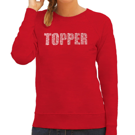 Glitter foute trui rood Topper rhinestones steentjes voor dames - Glitter sweater/ outfit