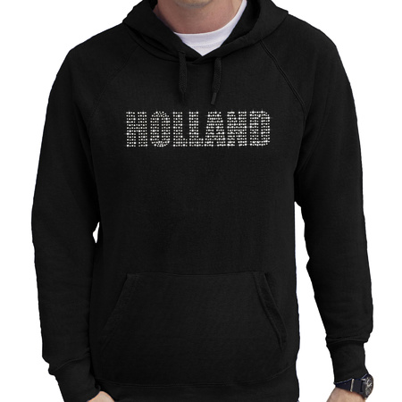 Glitter Holland hoodie zwart rhinestone steentjes voor heren Nederland supporter EK/ WK