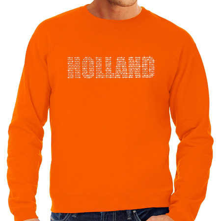 Glitter Holland sweater oranje rhinestone steentjes voor heren Nederland supporter EK/ WK