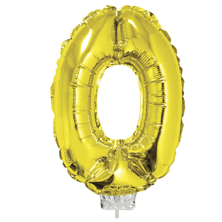 Inflatable gold foil balloon number 90 on stick