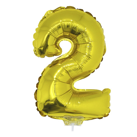 Inflatable gold foil balloon number 12 on stick