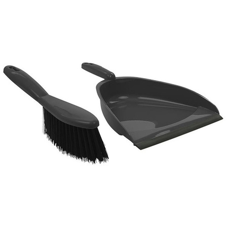 Grey dustpan and can set plastic 22 x 33 cm