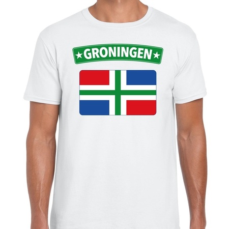 Groningen vlag t-shirt wit voor heren