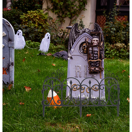 Halloween decoratie buiten - kerkhof graf hekjes - 4x stuks - 60 x 30 cm