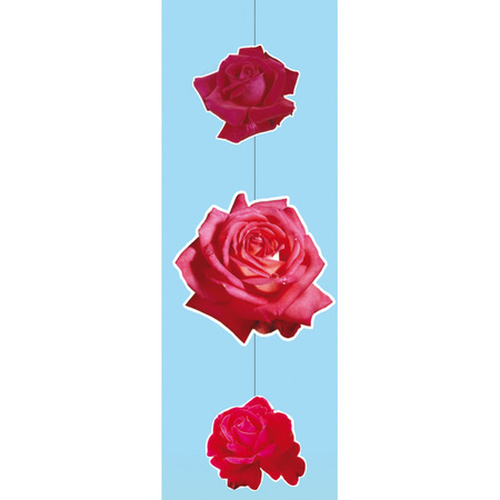 Hang decoratie bloemen/rozen - rood - karton - 90 cm lang