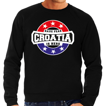 Have fear Croatia is here / Kroatie supporter sweater zwart voor heren
