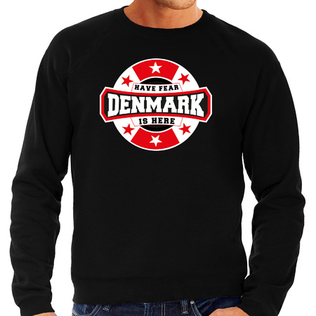 Have fear Denmark is here / Denemarken supporter sweater zwart voor heren