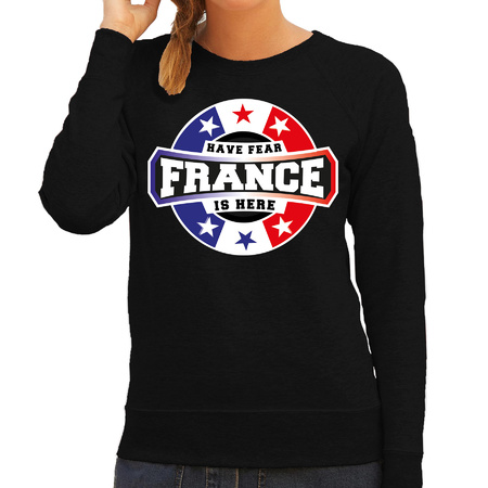 Have fear France is here / Frankrijk supporter sweater zwart voor dames