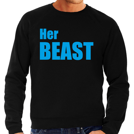 Her beast sweater / trui zwart met blauwe letters voor heren 