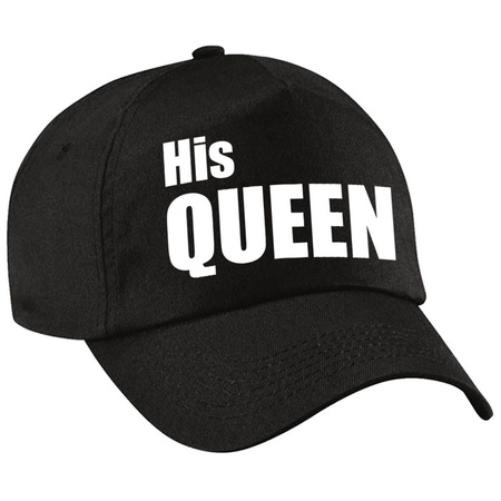 His Queen pet / cap zwart met witte letters dames
