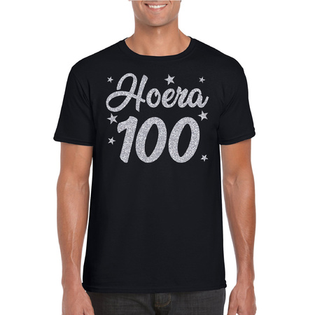Hoera 100 silver glitter t-shirt black for men