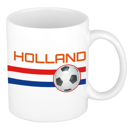 Holland vlag met voetbal mok/ beker wit 300 ml