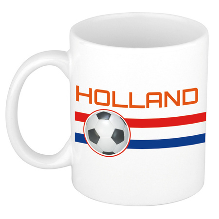 Holland vlag met voetbal mok/ beker wit 300 ml