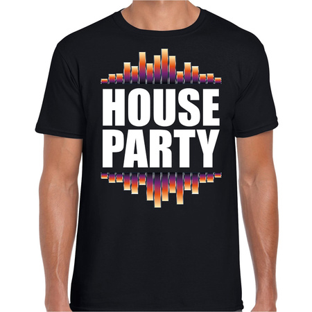 House party fun tekst t-shirt zwart heren