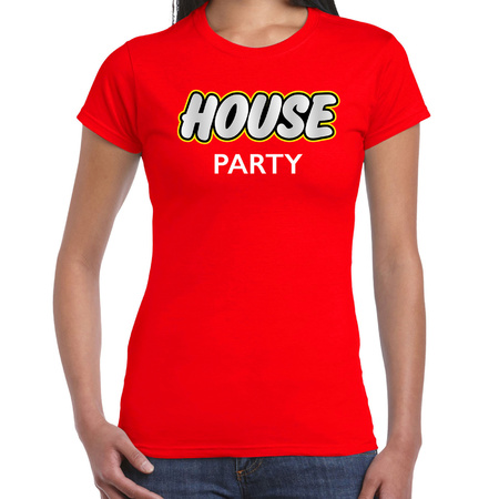 House party t-shirt / shirt house party rood voor dames