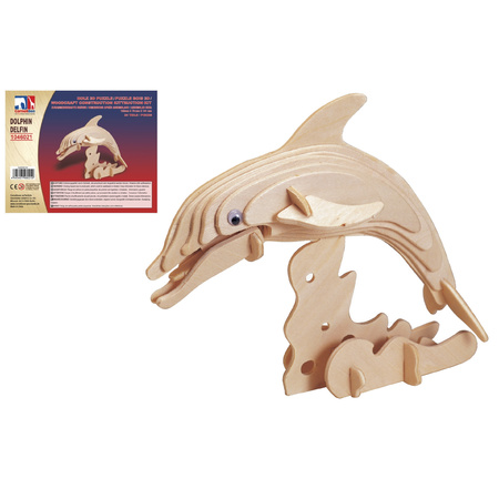 Wooden 3D puzzle dolphin 23 cm