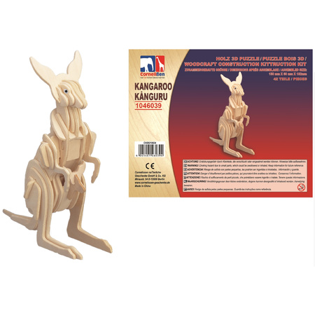 Wooden 3D puzzle kangaroo 23 cm