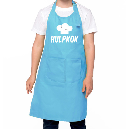 Hulpkok kitchen apron blue for children / kids
