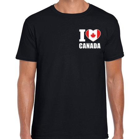 I love Canada t-shirt zwart op borst voor heren
