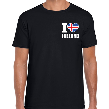 I love Iceland t-shirt IJsland zwart op borst voor heren
