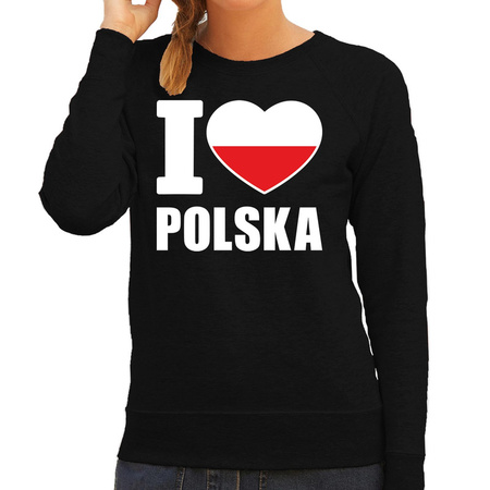 I love Polska sweater / trui zwart voor dames