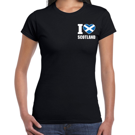 I love Scotland t-shirt Schotland zwart op borst voor dames