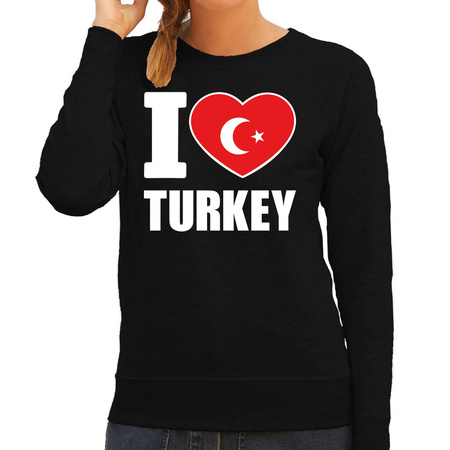 I love Turkey sweater / trui zwart voor dames