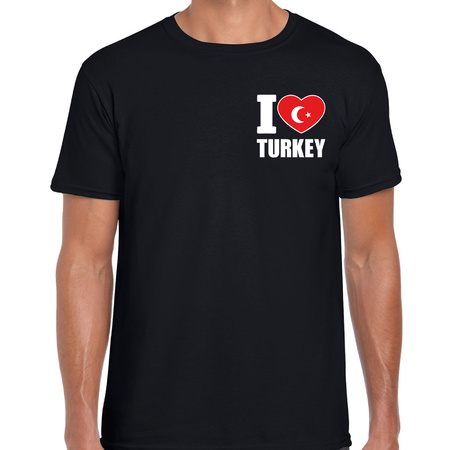 I love Turkey t-shirt Turkije zwart op borst voor heren