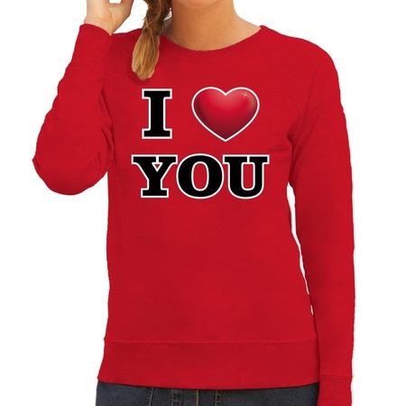 I love you valentijn sweater rood voor dames