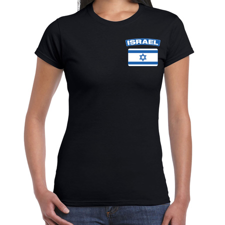 Israel t-shirt met vlag zwart op borst voor dames