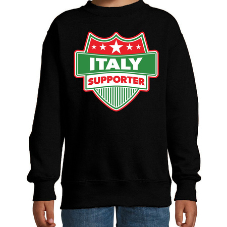 Italie  / Italy schild supporter sweater zwart voor kinderen