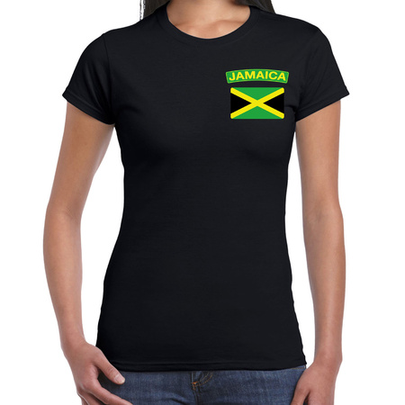 Jamaica t-shirt met vlag zwart op borst voor dames