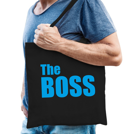 Katoenen tassen zwart the boss en the real boss volwassenen