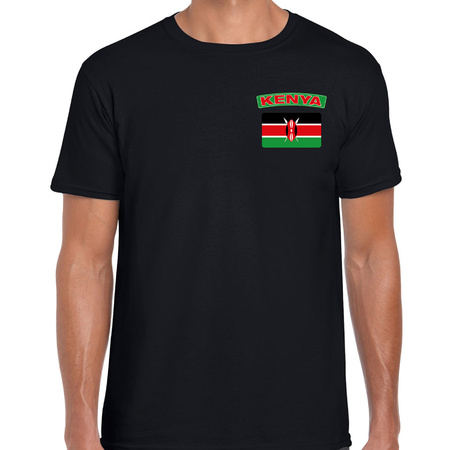 Kenya t-shirt met vlag Kenia zwart op borst voor heren