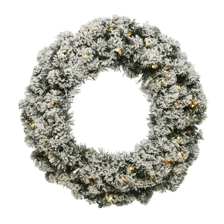 Christmas wreath green with warm white lights and timer 35 cm