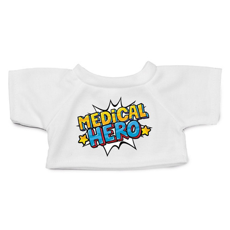 Medical hero pluche teddybeer knuffel 24 cm met wit t-shirt 
