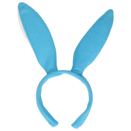 Konijnen/bunny oren licht blauw met wit voor volwassenen 27 x 28 cm