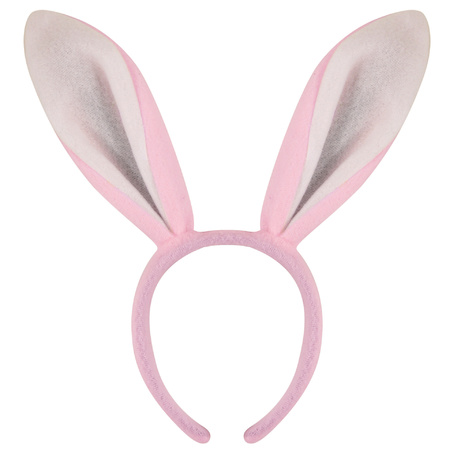 Konijnen/bunny oren roze met wit voor volwassenen 27 x 28 cm
