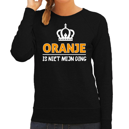 Koningsdag sweater - oranje is niet mijn ding - dames - zwart