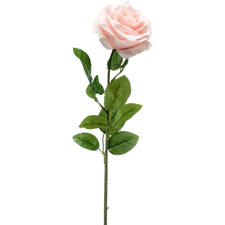 Kunstbloem roos Marleen - licht roze - 63 cm - decoratie bloemen