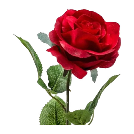 Kunstbloem roos Marleen - rood - 63 cm - decoratie bloemen