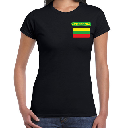 Lithuania t-shirt met vlag Litouwen zwart op borst voor dames